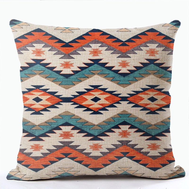 Bohemian Patterns Linen Cushions Case Multicolors Abstract Ethnic Geometry Print Decorative Pillows Case Living Room Sofa Pillow