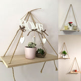 Decorative Shelves Premium Wood Swing Hanging Rope Wall Mounted Floating Shelves Plant Flower Pot Tray Nordic Home Decoration