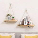 Decorative Shelves Premium Wood Swing Hanging Rope Wall Mounted Floating Shelves Plant Flower Pot Tray Nordic Home Decoration