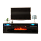 For TVs up to 88" Modern TV Cabinet Living Room Furniture TV Table  TV Stand  with Fireplace Multi-Color LED Lights,Large Size