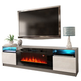 For TVs up to 88" Modern TV Cabinet Living Room Furniture TV Table  TV Stand  with Fireplace Multi-Color LED Lights,Large Size