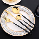 Flatware Sets Stainless Steel Cutlery Black Gold 24Pcs Dinnerware Dining Knife Forks Tea Spoons Kitchen Dinner Western Tableware