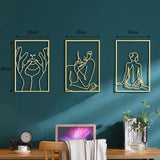 3pcs Nordic Home Wall Decor Metal Gold Wall Stickers Macrame Wall Hanging Decor Room Accessories Decorative Modern Wall Ledge