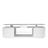 White TV Stand for 80 Inch TV Stands, Media Console Entertainment Center Television Table, 2 Storage Cabinet with Open Shelves