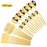 Flatware Sets Stainless Steel Cutlery Black Gold 24Pcs Dinnerware Dining Knife Forks Tea Spoons Kitchen Dinner Western Tableware