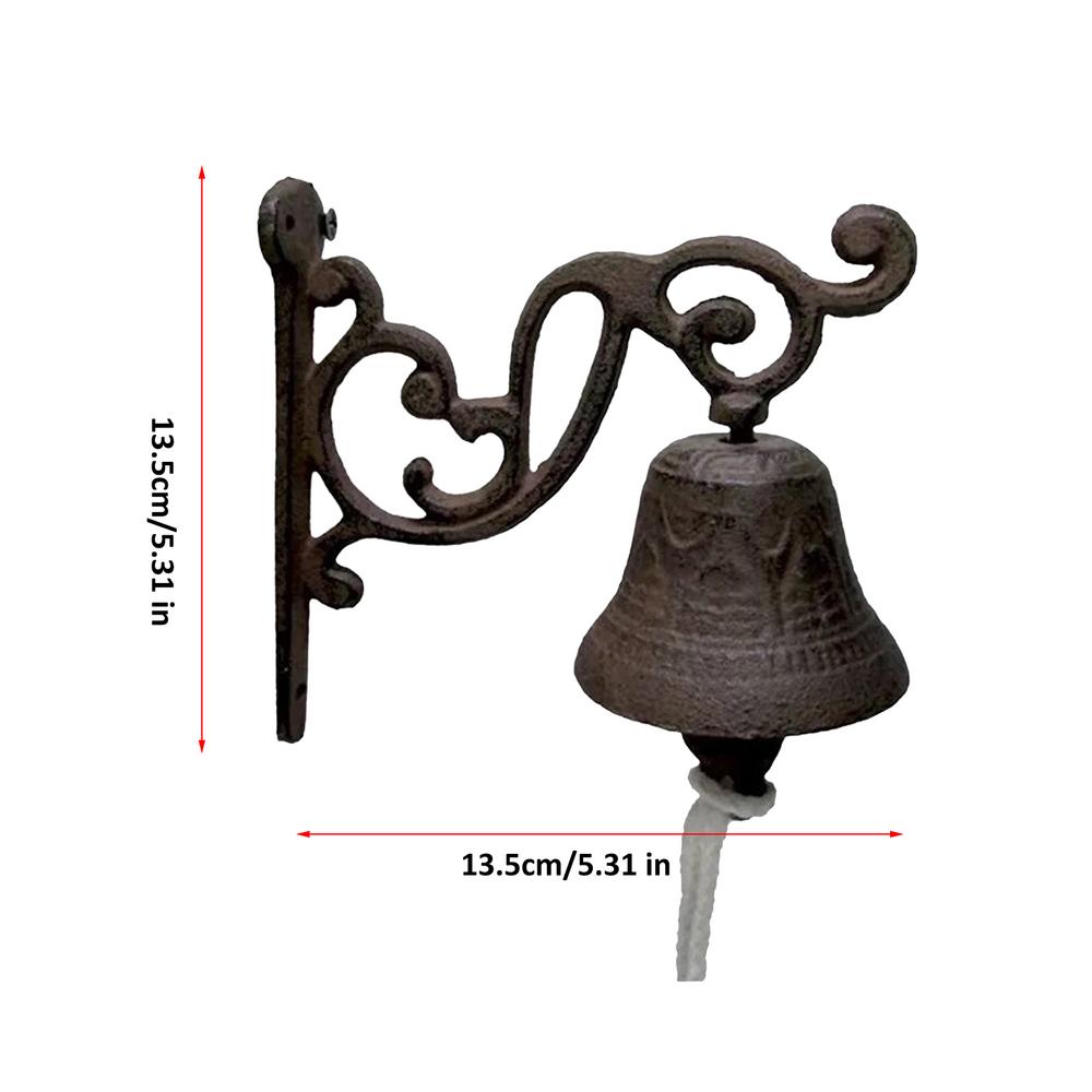 Retro Outdoor Bell Rustic Vintage Large Cast Iron Wall Mounted Metal Door Bell for Farm House Outside Decorative Accent Bells