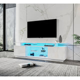 White TV Stand for 80 Inch TV Stands, Media Console Entertainment Center Television Table, 2 Storage Cabinet with Open Shelves