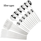 Flatware Sets Stainless Steel Cutlery Black Gold 24Pcs Dinnerware Dining Knife Forks Tea Spoons Kitchen Dinner Western Tableware