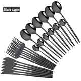 Flatware Sets Stainless Steel Cutlery Black Gold 24Pcs Dinnerware Dining Knife Forks Tea Spoons Kitchen Dinner Western Tableware