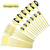 Flatware Sets Stainless Steel Cutlery Black Gold 24Pcs Dinnerware Dining Knife Forks Tea Spoons Kitchen Dinner Western Tableware