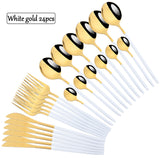 Flatware Sets Stainless Steel Cutlery Black Gold 24Pcs Dinnerware Dining Knife Forks Tea Spoons Kitchen Dinner Western Tableware