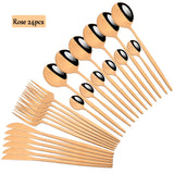 Flatware Sets Stainless Steel Cutlery Black Gold 24Pcs Dinnerware Dining Knife Forks Tea Spoons Kitchen Dinner Western Tableware