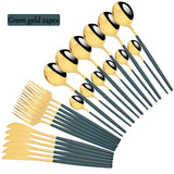 Flatware Sets Stainless Steel Cutlery Black Gold 24Pcs Dinnerware Dining Knife Forks Tea Spoons Kitchen Dinner Western Tableware