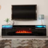 For TVs up to 88" Modern TV Cabinet Living Room Furniture TV Table  TV Stand  with Fireplace Multi-Color LED Lights,Large Size