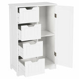 Bathroom Drawer Cabinet White Free Standing Storage Unit 4 Drawers + Door Storage