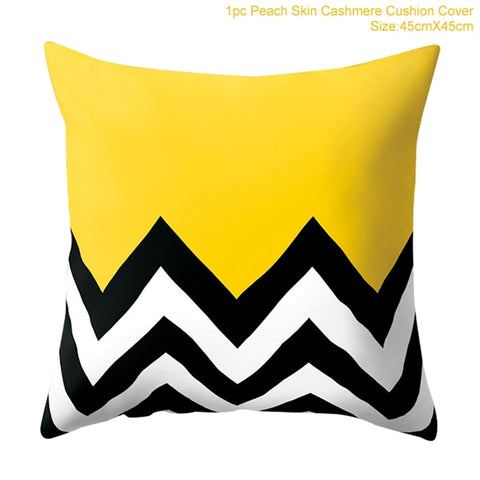 Yellow Black Geometric Pattern Square Cushion Cover Pillow Case Polyester Throw Pillows Cushions For Home Decor 45x45cm