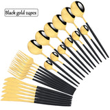 Flatware Sets Stainless Steel Cutlery Black Gold 24Pcs Dinnerware Dining Knife Forks Tea Spoons Kitchen Dinner Western Tableware