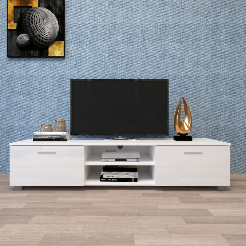 White TV Stand for 70 Inch TV Stands, Media Console Entertainment Center Television Table, 2 Storage Cabinet with Open Shelves